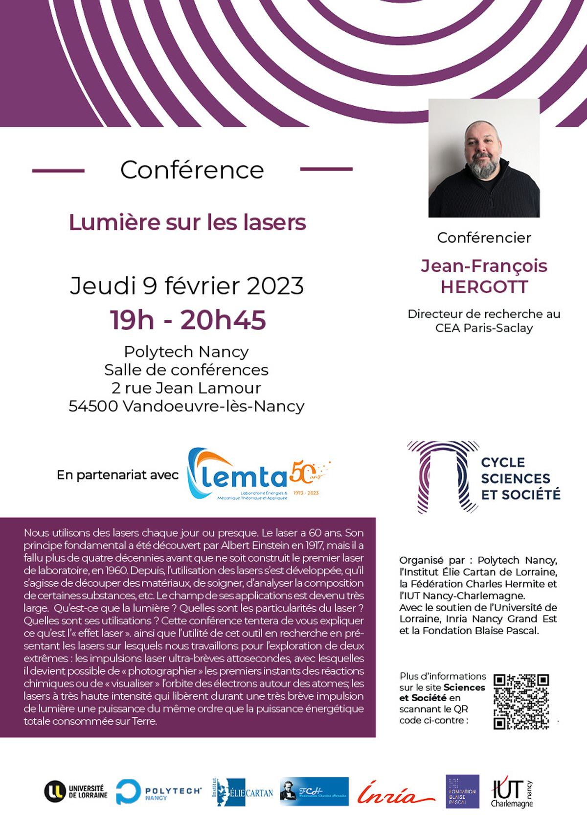 You are currently viewing Conférence : “Lumière sur les lasers”