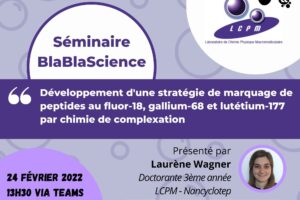 [Scientific Seminar] Development of a strategy to label peptides with fluorine-18, gallium-68 and lutetium-177 by complexation chemistry